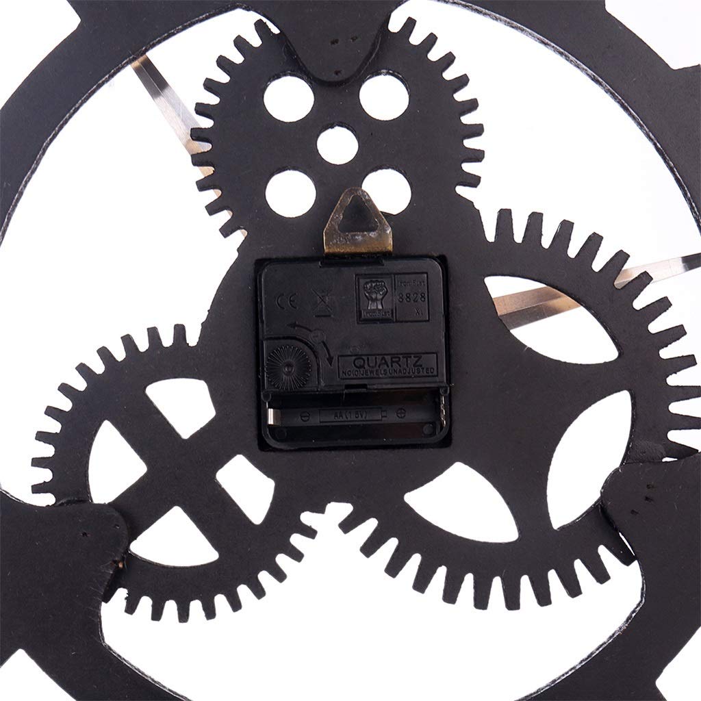 Reloj de pared grande de metal Números romanos Engranaje Reloj de pared Estilo americano Viento industrial Movimiento silencioso de madera Relojes de pared para cafetería Loft Bar del hotel Oficina Sa