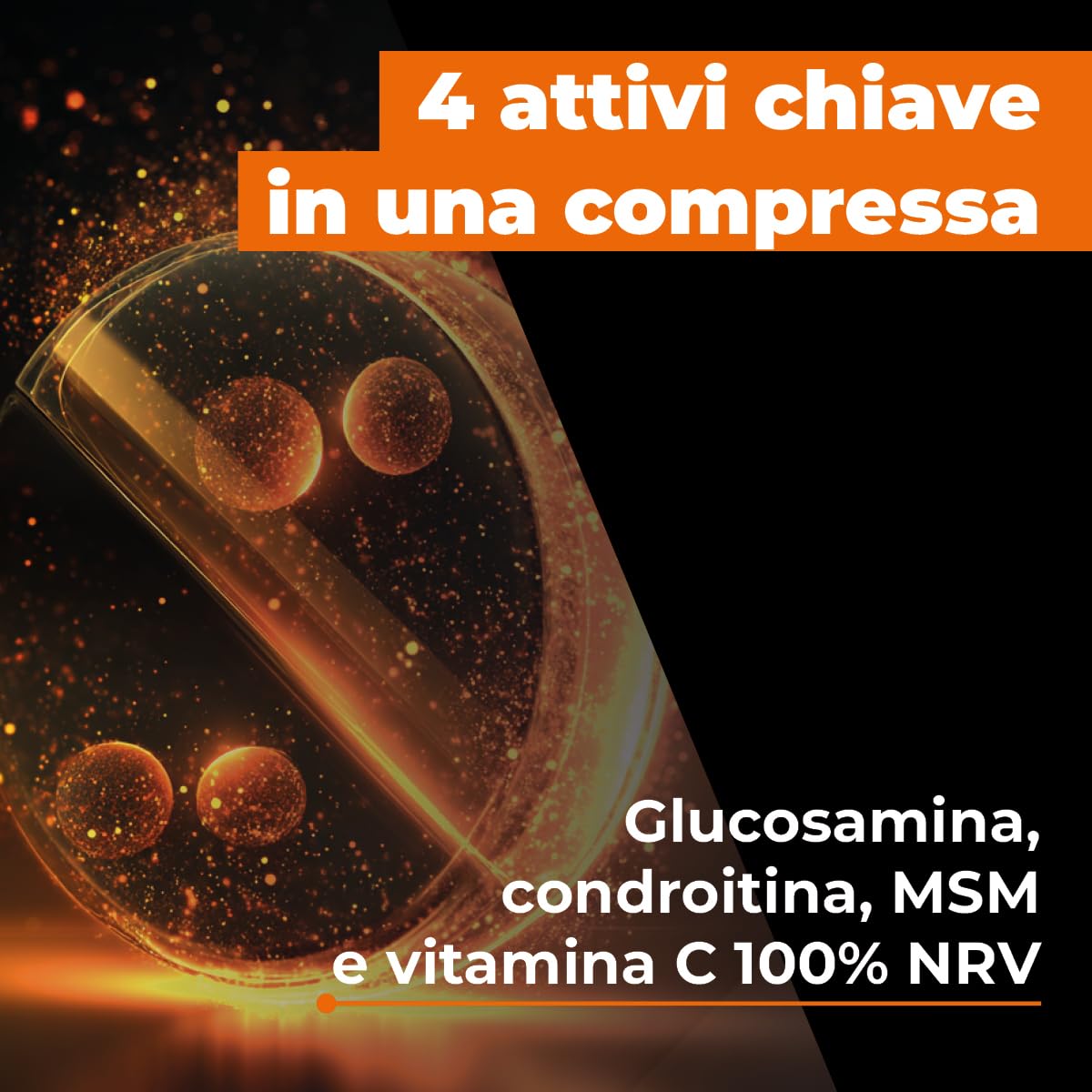 Glucosamina + Condroitina + MSM EthicSport – Integratore articolazioni con Vitamina C 100% NRV per collagene, cartilagini e ossa – 90 compresse – Gluten free, doping free tested*