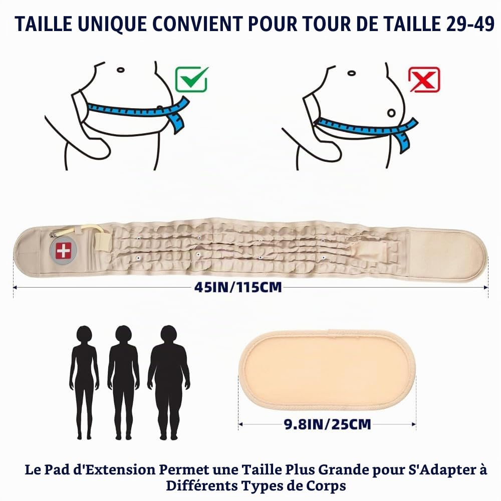 NEWFUN Ceinture Lombaire Avec pompe à air électrique，Ceintures Lombaires，Ceinture gonflable, dispositif de traction, pour le soulagement des douleurs musculaires du dos et la prévention des blessures