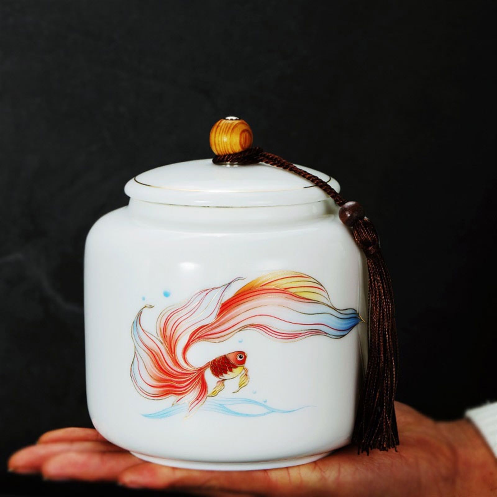 Recipiente para té Recipiente de té de cerámica, Recipiente de Sellado de Lujo Ligero, Recipiente vacío Multifuncional for el hogar for té de Hojas Sueltas, café Lata para té(Grande)