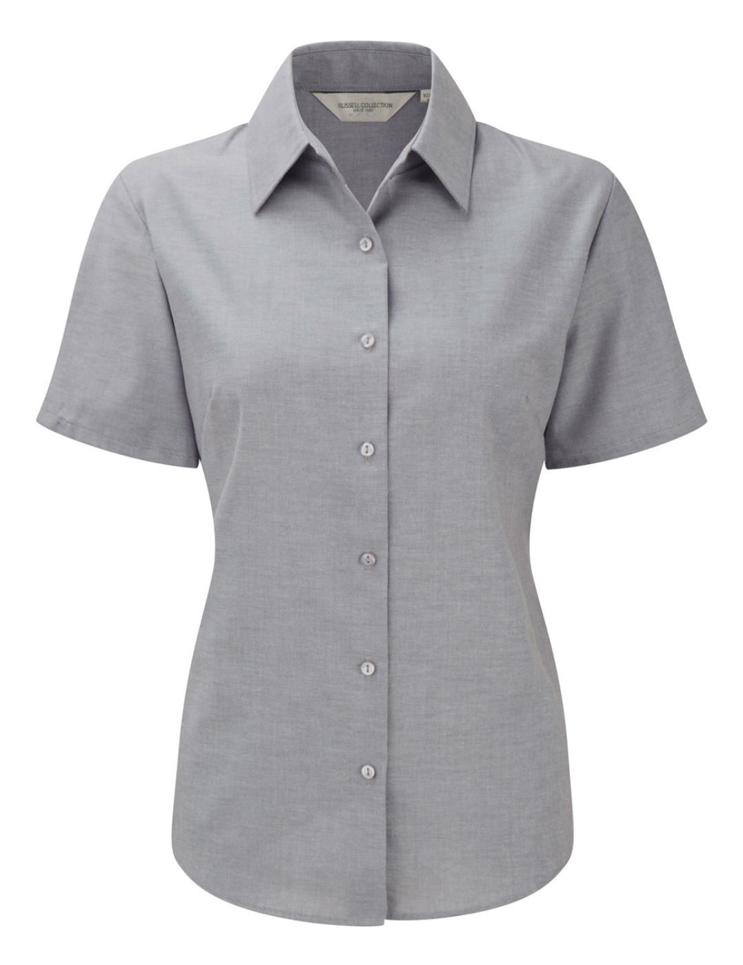 Russell Collection Ladies Short Sleeve Easy Care Oxford Shirt Silver 5XL/24