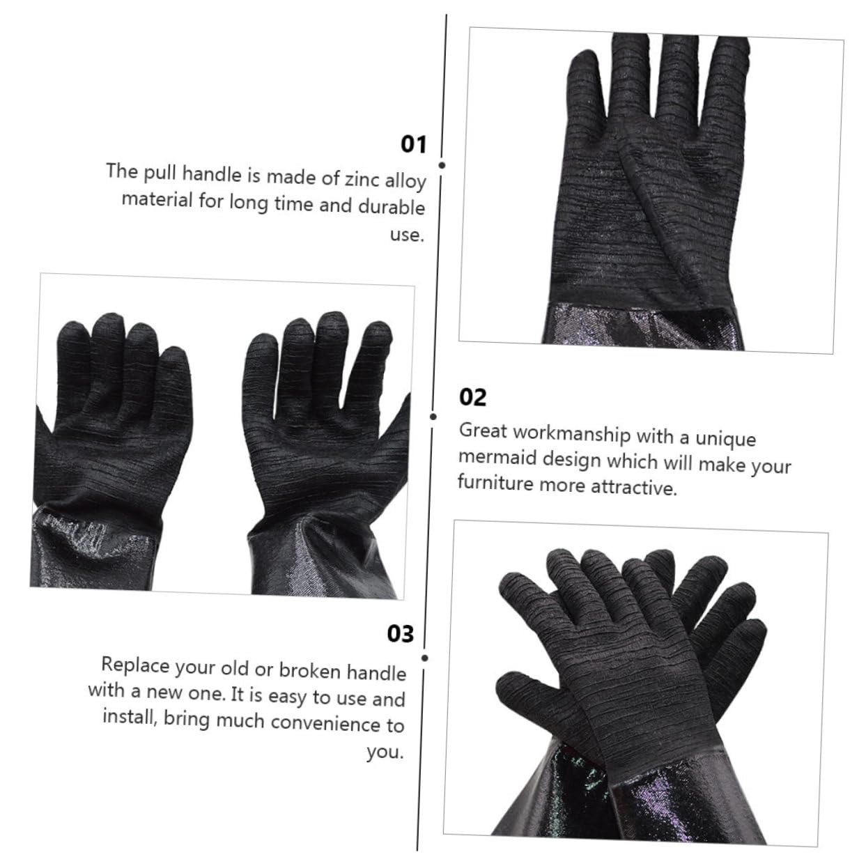 Veemoon Guanti da Forno Protezione Polso Contro Scottature Impermeabili Resistenti al Calore in Neoprene Riutilizzabili Neri per Cucina e Barbecue