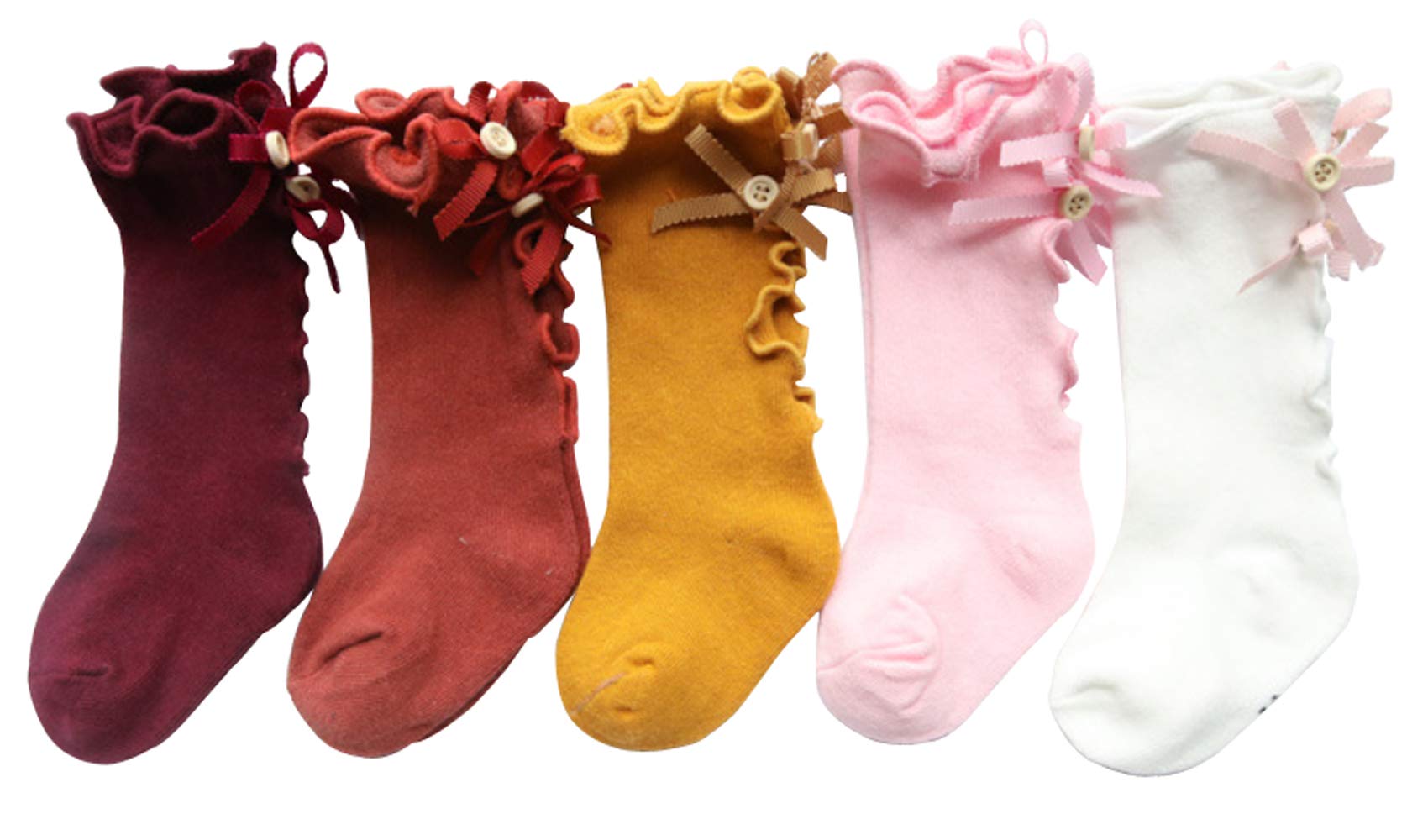 Ding-dong Baby Toddler Kid Girl Coton Stockings(Color 2 Pack 5,3-5T)