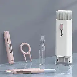 Kit Limpeza 7 em 1 para Eletrônicos – Limpa Celular, Notebook, Teclado, Fones e TV | Portátil, Completo e Multiuso (Rosa)