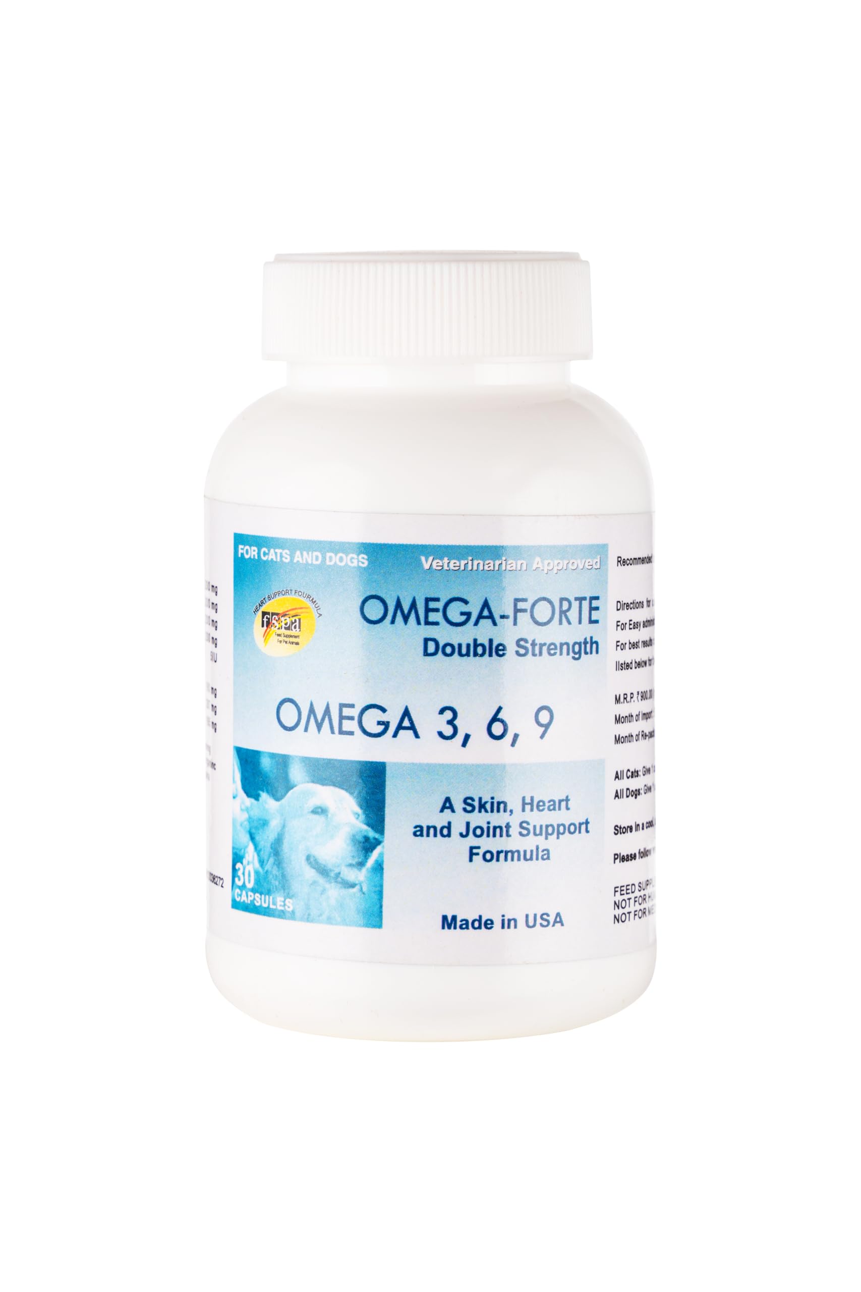 omega-forte double strength for dogs & cats | omega 3, 6, 9 fatty acids for healthy skin & coat