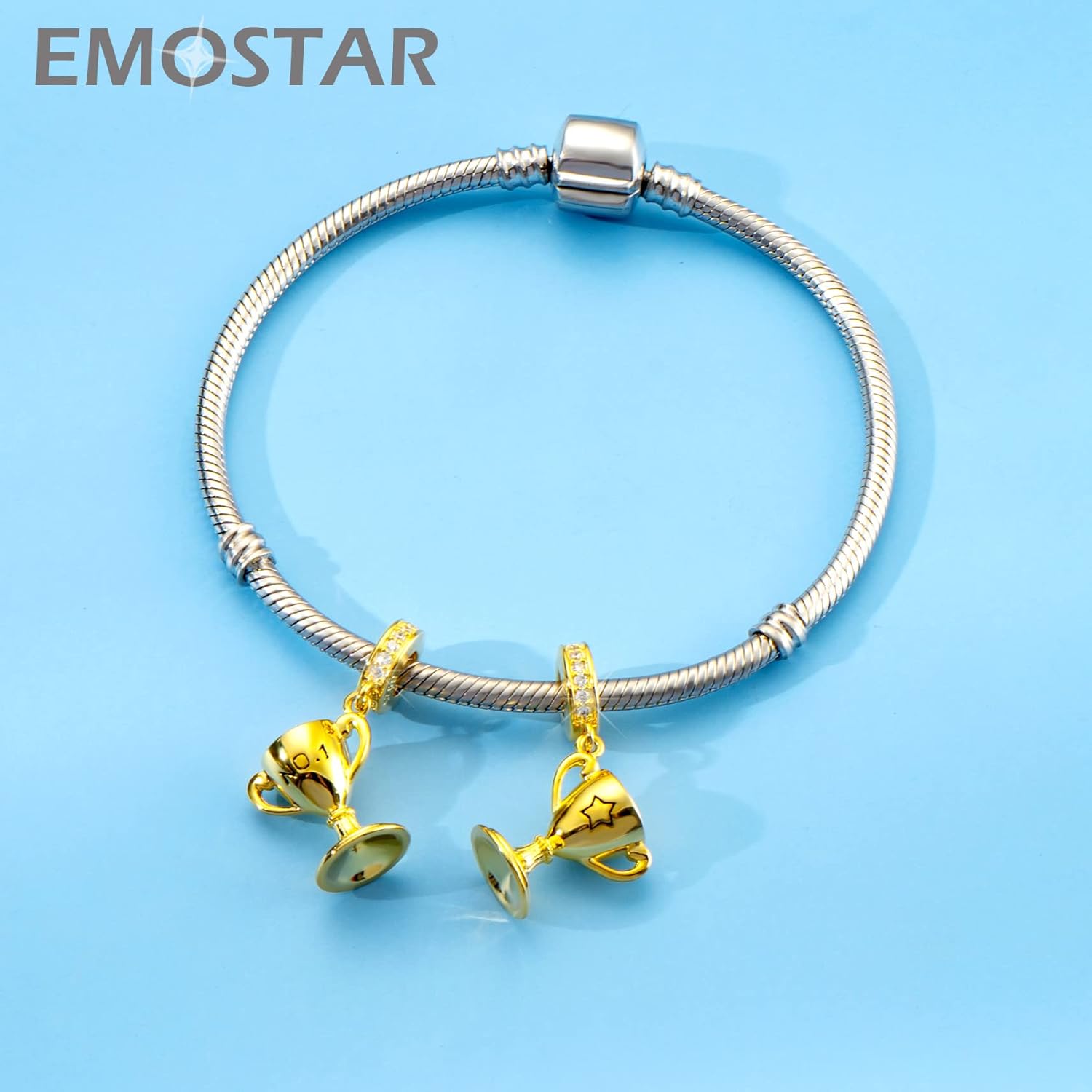 EMOSTAR Sparkling High Heel Shoe with Bowknot Pendant, Heart with Music Notes Dangle Guitar Charms, Badminton Tennis Racket Sports Beads in 925 Sterling Silver, fits Music Lover/European DIY Bracelet