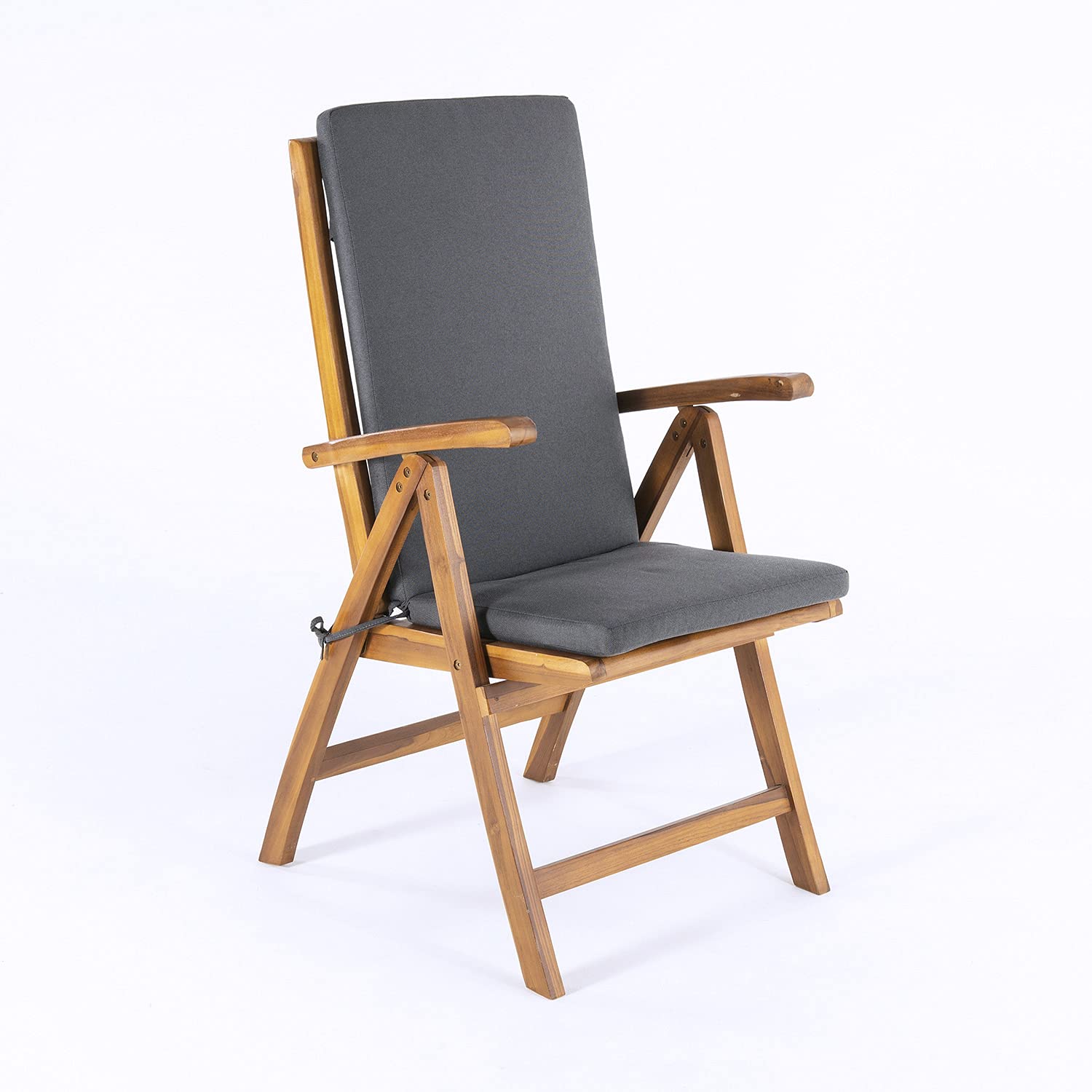 Pack 2 cojines para sillón de jardín reclinable estándar Olefin color gris, Medidas 114x48x5 cm, No pierde color, Desenfundable, Funda de cojín con relleno, Cojines sillas de terraza y comedor