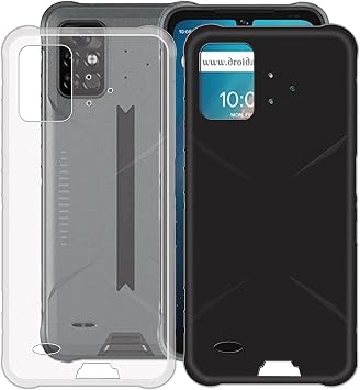 Phone Case for Umidigi Bison Pro 6.30 inches, 2 Piece TPU Soft Silicone Shock Absorption Protective Shell Case, Bumper Phone Cover for Umidigi Bison Pro - Black + Transparent