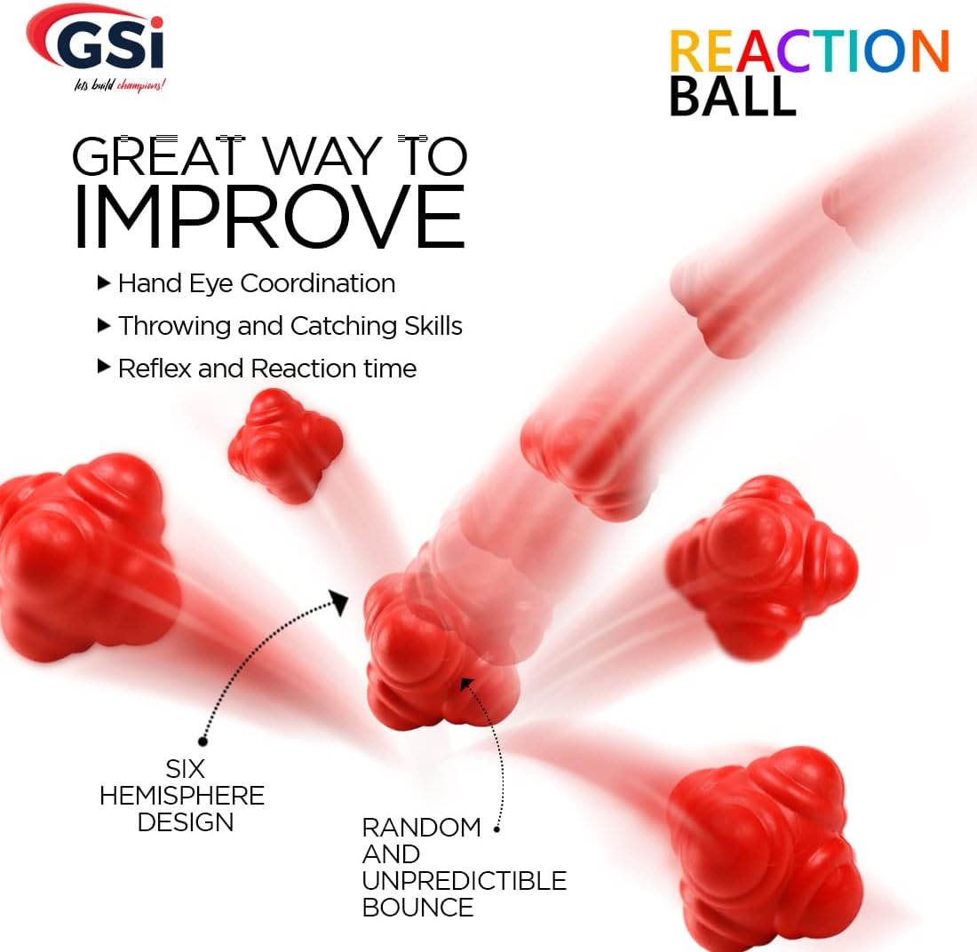 GSI Bounce Reaction Balls for Agility Reflex and Coordination Training (72 mm) (Pack of 1) : Sports & Outdoors