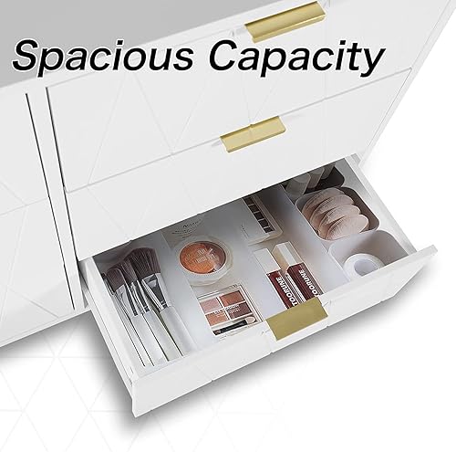 Miniatura 5 de UEV Cómoda de 6 cajones, cómoda moderna con cajones anchos y asas de metal, cómoda de madera para dormitorio, sala de estar, pasillo, entrada