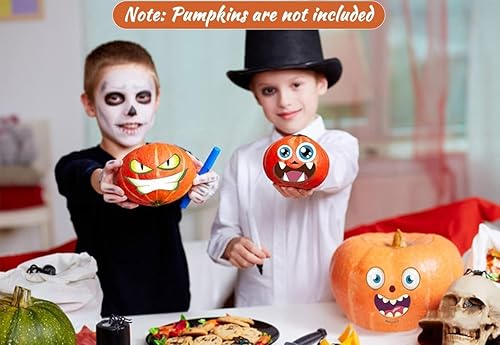 Miniatura 6 de Paquete de 48 calcomanías de calabaza para Halloween, decoración de manualidades, 48 adhesivos pequeños para la cara de la calabaza, adhesivos de