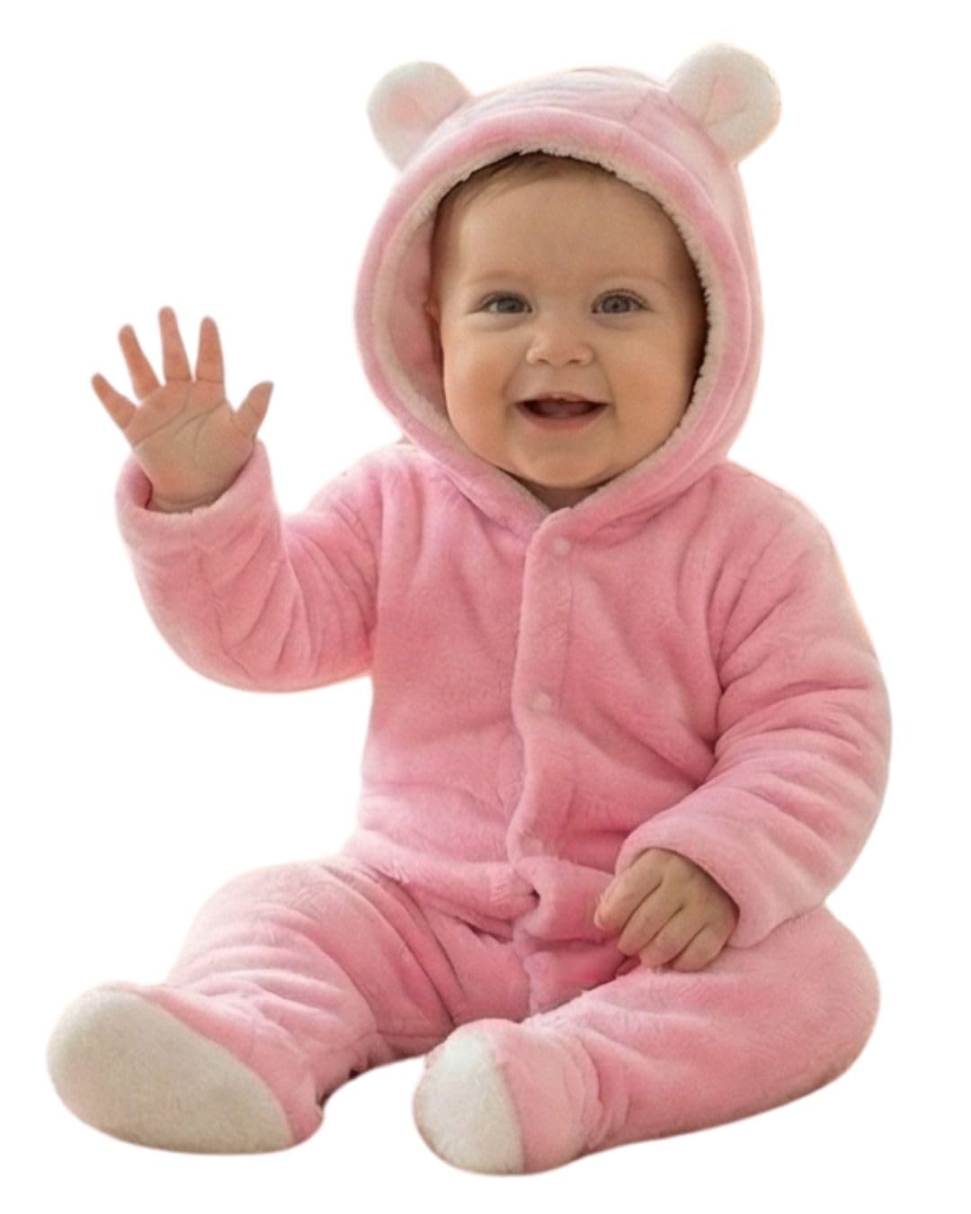 BABYZONE Fleece Footed Snowsuit Newborn Hooded Rompers Long Sleeve Onesies Button Closure Warm Infant Winter Outfits,Baby Boys Girls Snowsuit Pajamas Cute Bear Ear Bodysuits Outwear.-picture-10