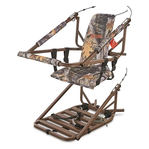 Guide Gear Deluxe XL Climber Tree Stand Chair for Hunting Cushion Seat, Hunting Gear Equipment Accessories, Camo