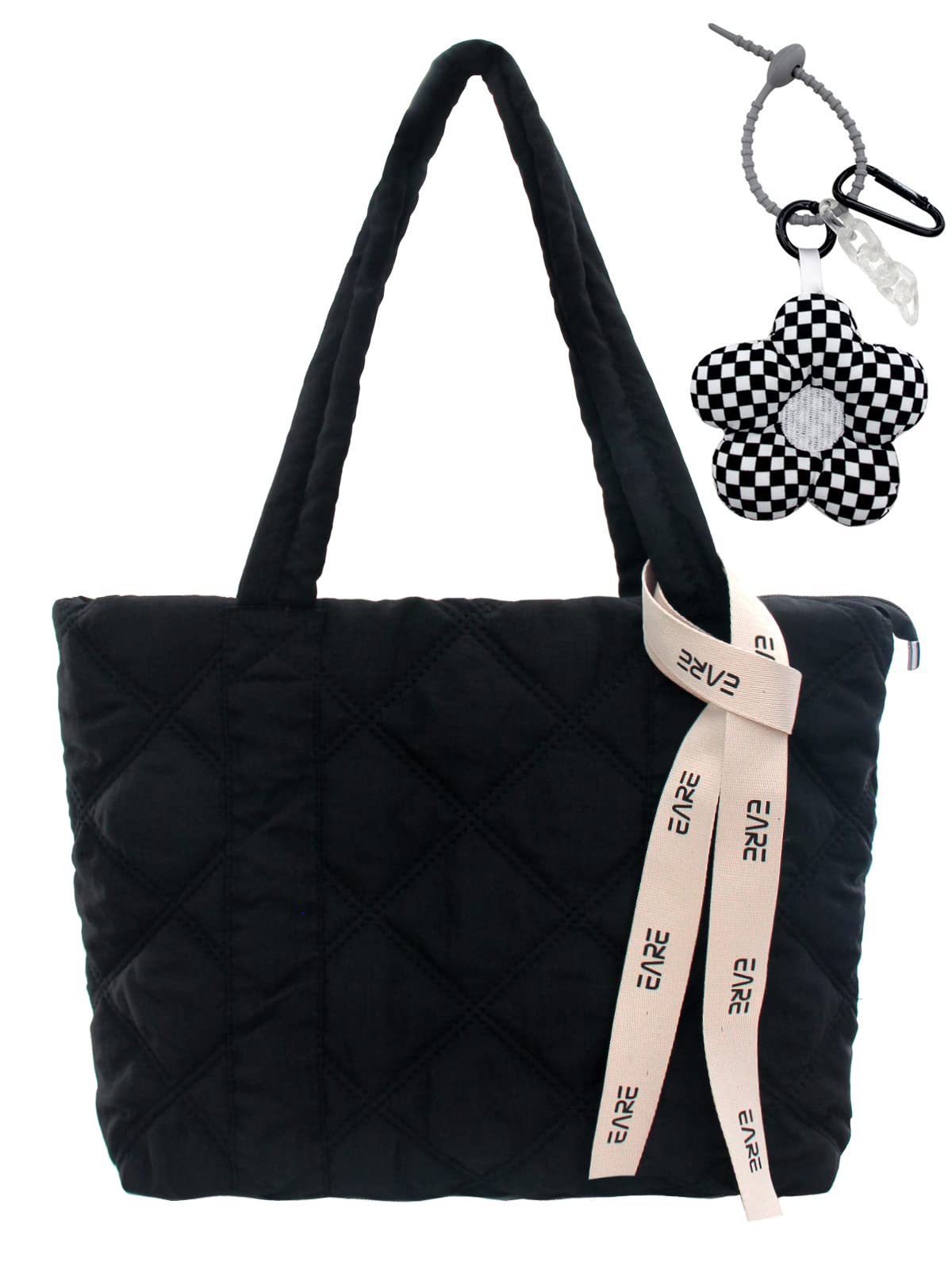 iSamzan Puffer Quilted Tote Bag for Women Puffy Padded Purse with Zipper Work Nylon Soft Purse