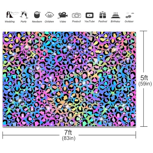 Fondo Neón Arcoíris Leopardo 7x5ft para Fotografía miniatura 3