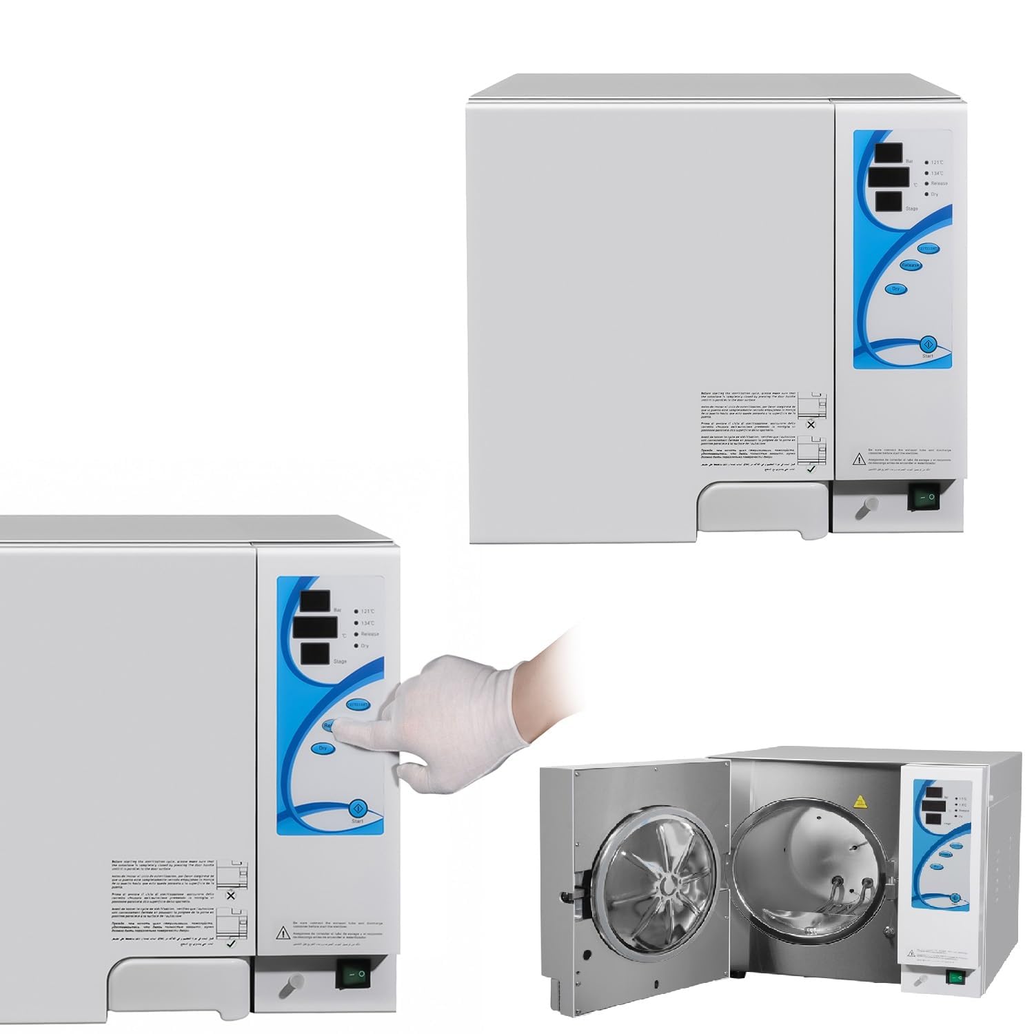 Esterilizador de autoclave de vapor de 18 litros con función de secado, 1100 W 304 # de acero inoxidable, equipo de laboratorio automático con pantalla LCD