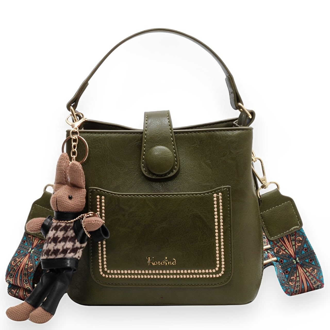 KOROIND 2024 Womens All-Matching Fashion Solid Color Hand Bag with Contrasting Adjustable Shoulder Strap Retro Design Soft Texture PU Leather Cross-body Sling Bag Vintage Style Bucket Purse Tote Bag (B0DCK66V9B) Amazon Price History, Amazon Price Tracker