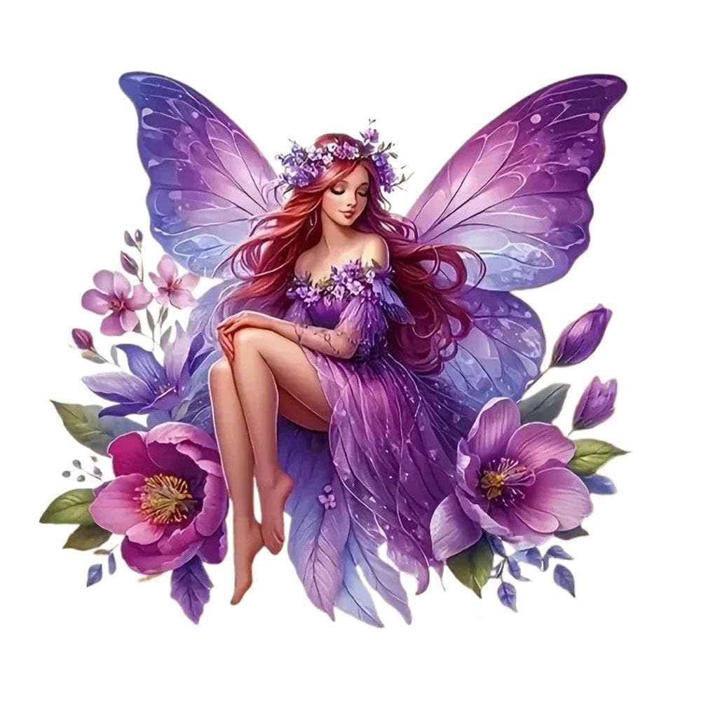 Floral Butterfly Elf Waterproof Vinyl Decal for Car Motorcycle Laptop Van(10cm-Longest Side)