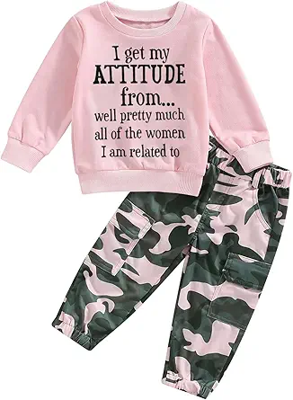 Toddler Girls Clothes 1T-5T Fall Outfits Sweatshirt Camo Pants Set