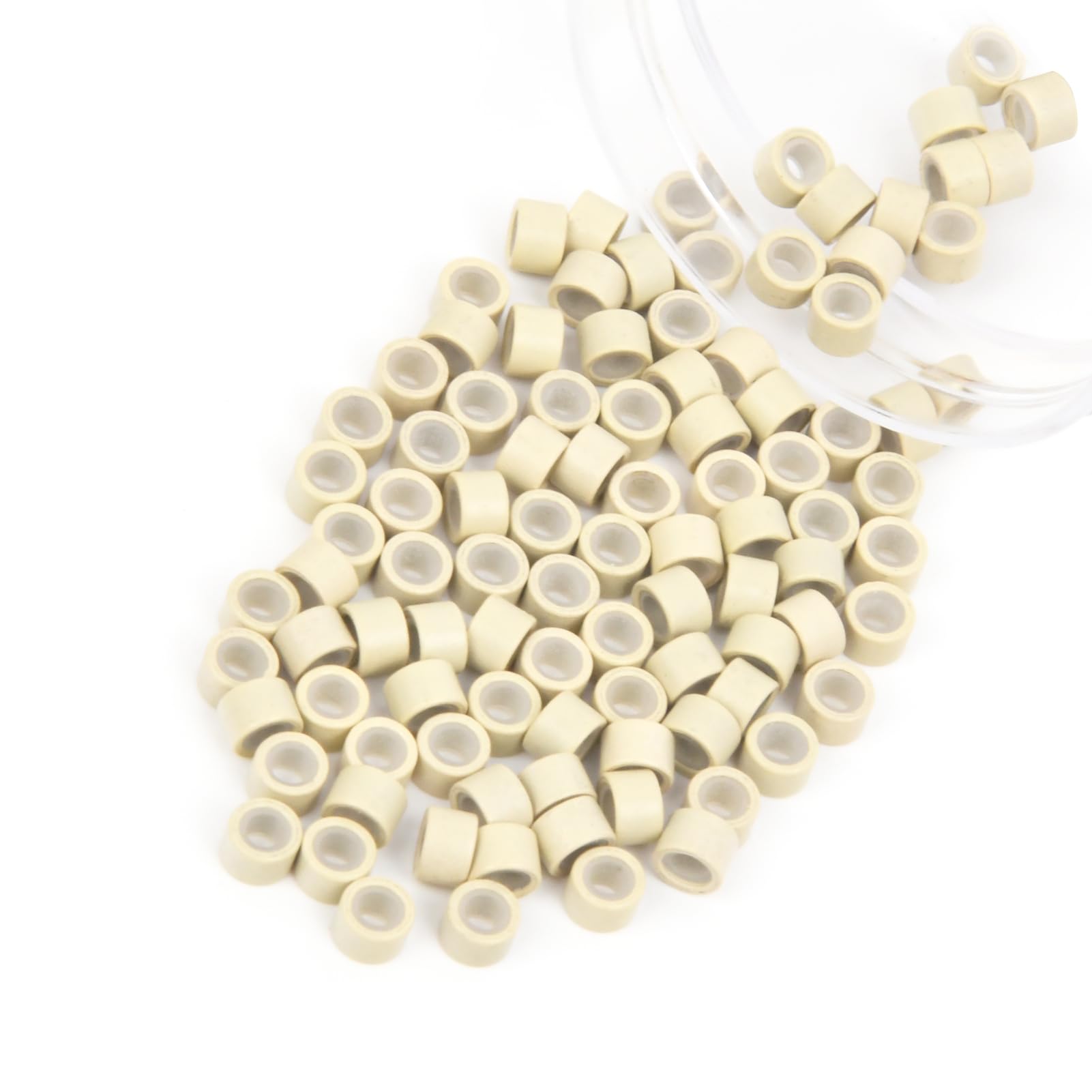 Vlasy 100 Pcs Silicone Micro Rings for I Tip Hair Extensions 4mm Micro Nano Beads Micro Links Hair Beads (Blonde)