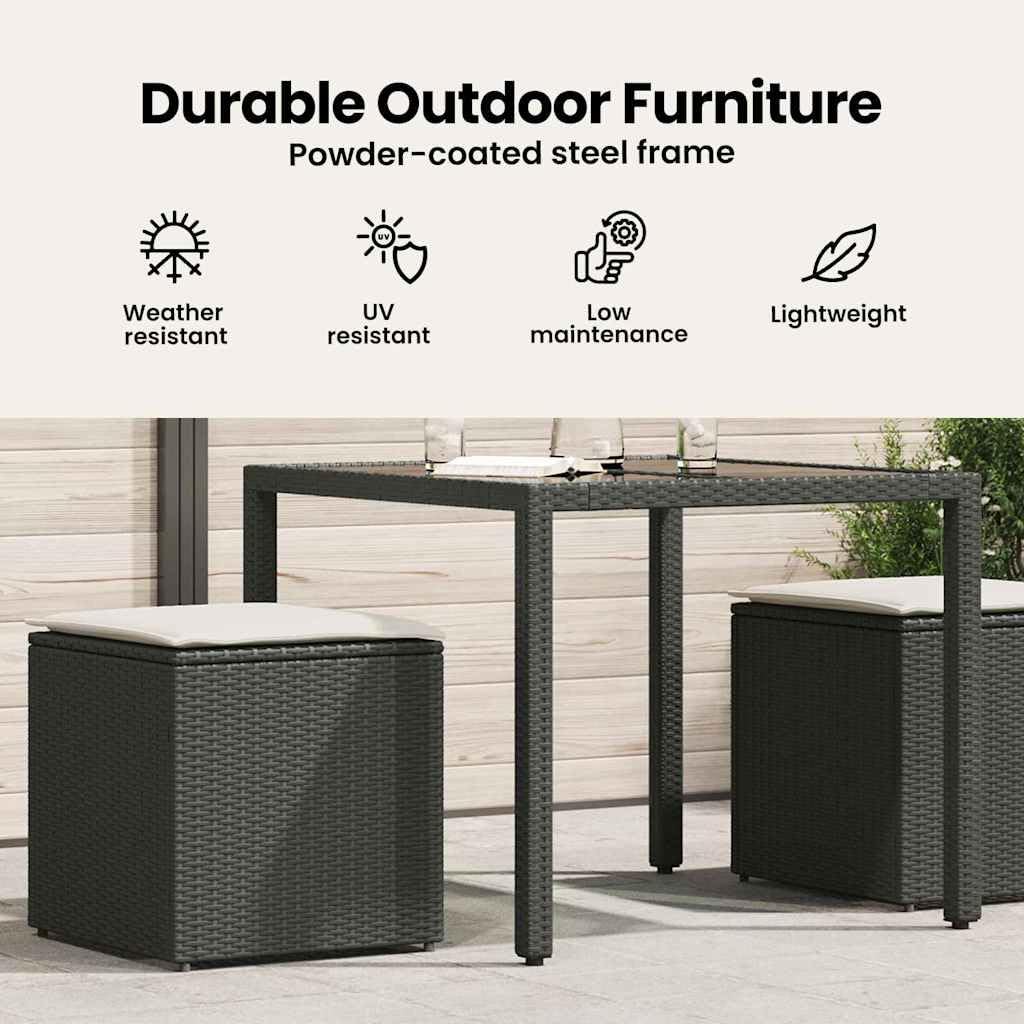 vidaXL Scatola per Cuscini Nero 50 x 50 x 50 cm polyrattan