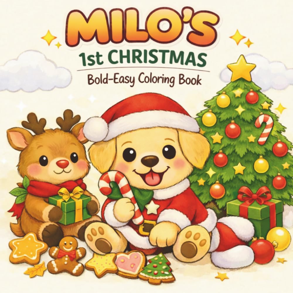 Little Milo’s Big Adventures MILO'S FIRST CHRISTMAS: A Bold and Easy Kawaii Coloring Book for Kids and Toddlers