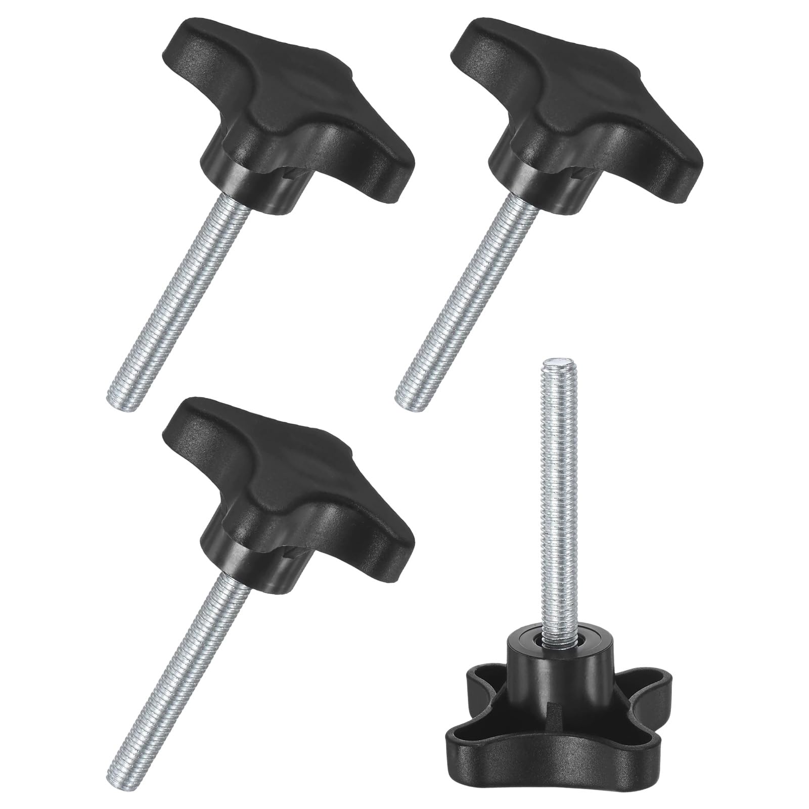 M METERXITY 4-Pack Star Clamping Knobs, M8x60mm Male Thread Hand Tightening Screw for Machinery/Electronic/Furniture/Umbrella Base, Machine Handle Replacement [90mm, Black] — image 1