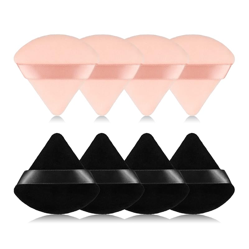 RAREIUS Pacote com 8 esponjas triangulares de veludo para maquiagem, com estojo