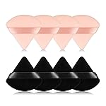 8Pcs of Triangular Powder Puff Makeup Sponges, Made of Super-soft Velvet, Designed for Contouring, Eye, and Corner, Beauty Blender Foundation Mixing Container.