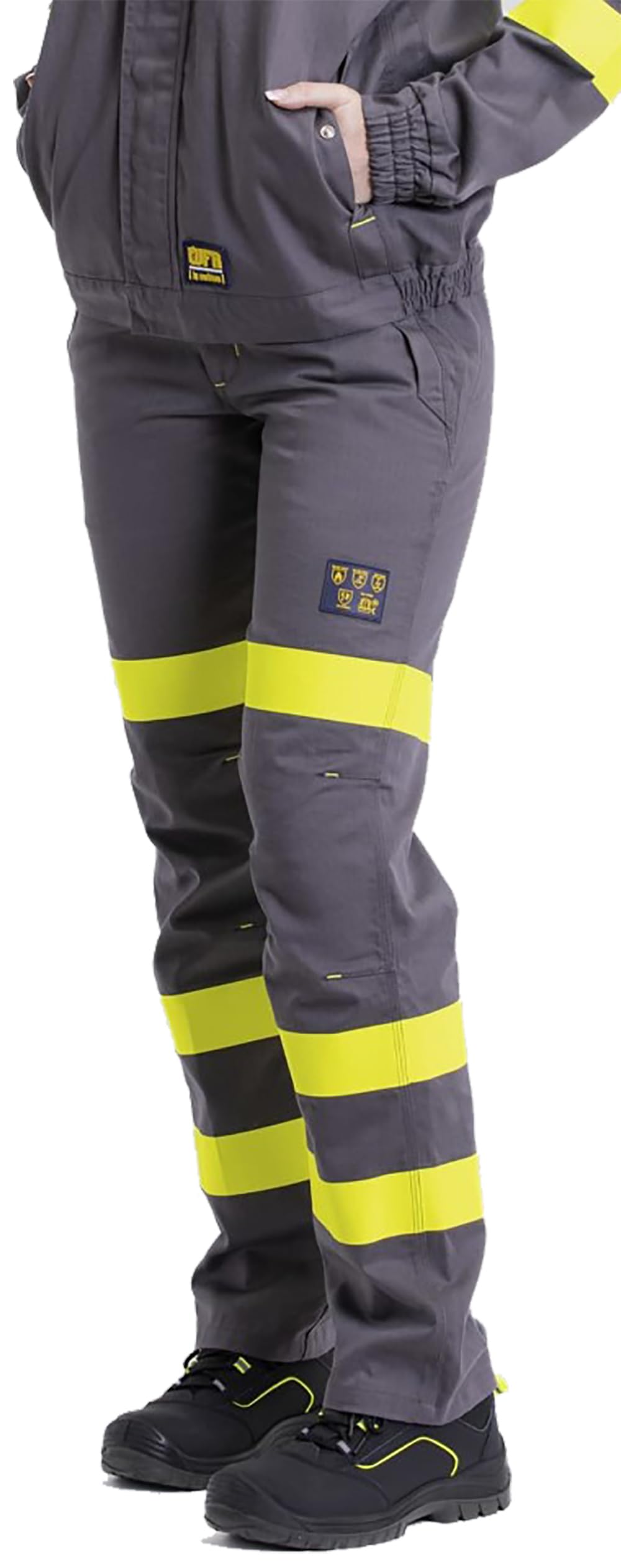 WORKTEAM B1496 Pantalón Ignífugo Antiestático Soldadura Arco Eléctrico Visibilidad Realzada Cintas Fluorescentes