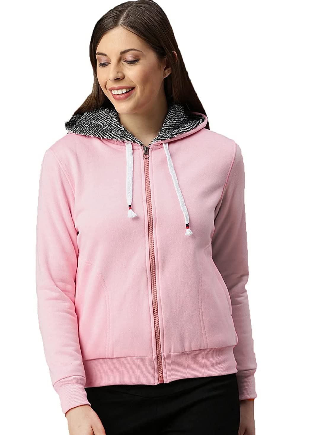 adbucks Winter Wear Jacket Inside Full Black & White Fur & Made by Rich Cotton Fabric with Hoodies for Womens-picture-16