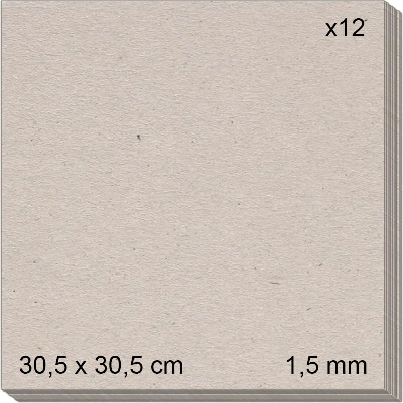 Cartón piedra gris contracolado (1,5 mm.) para manualidades, encuadernación, cartonaje y scrapbooking (12, 1,5mm - 12'x12')
