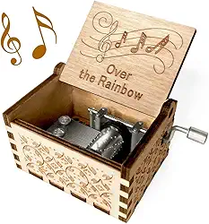 Ucuber Caixa de música Over The Rainbow, caixa fofa de música gravada em madeira, melhor presente para o Dia dos Namorados, Ação de Graças, aniversário, Natal