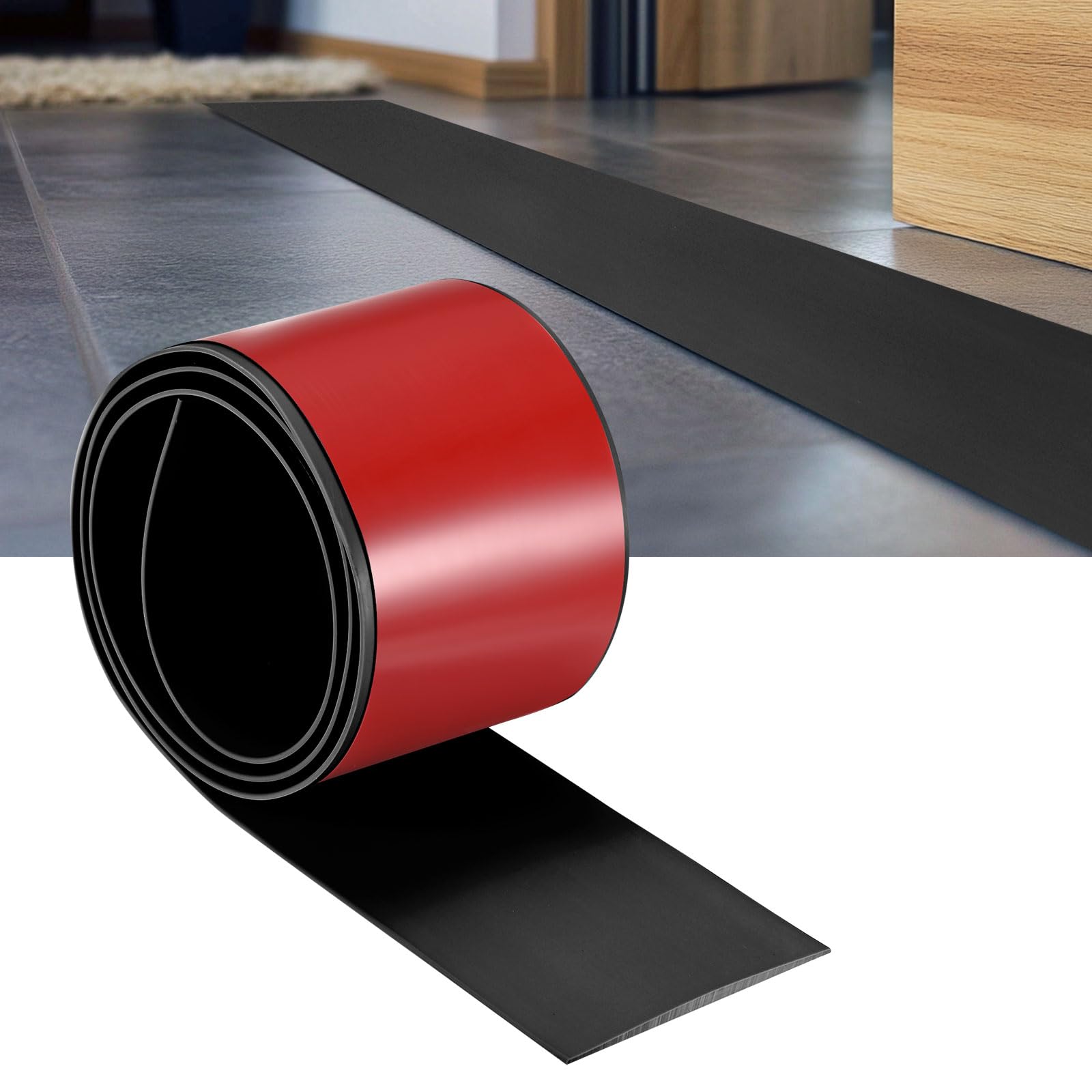 M METERXITY Floor Transition Strip Self Adhesive, 3.28FTx2.99Inch(1mx7.6cm) PVC Flat Divider Floor Transition for Joining Floor Gaps/Floor Tiles, Doorway Transition Strip [Black] — image 1