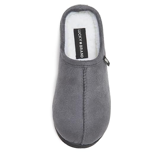 Lucky Brand Boys Memory Foam Microsuede Sherpa Clog Slippers, Fuzzy Non Slip Indoor Outdoor House Shoes, Kids Bedroom Clogs