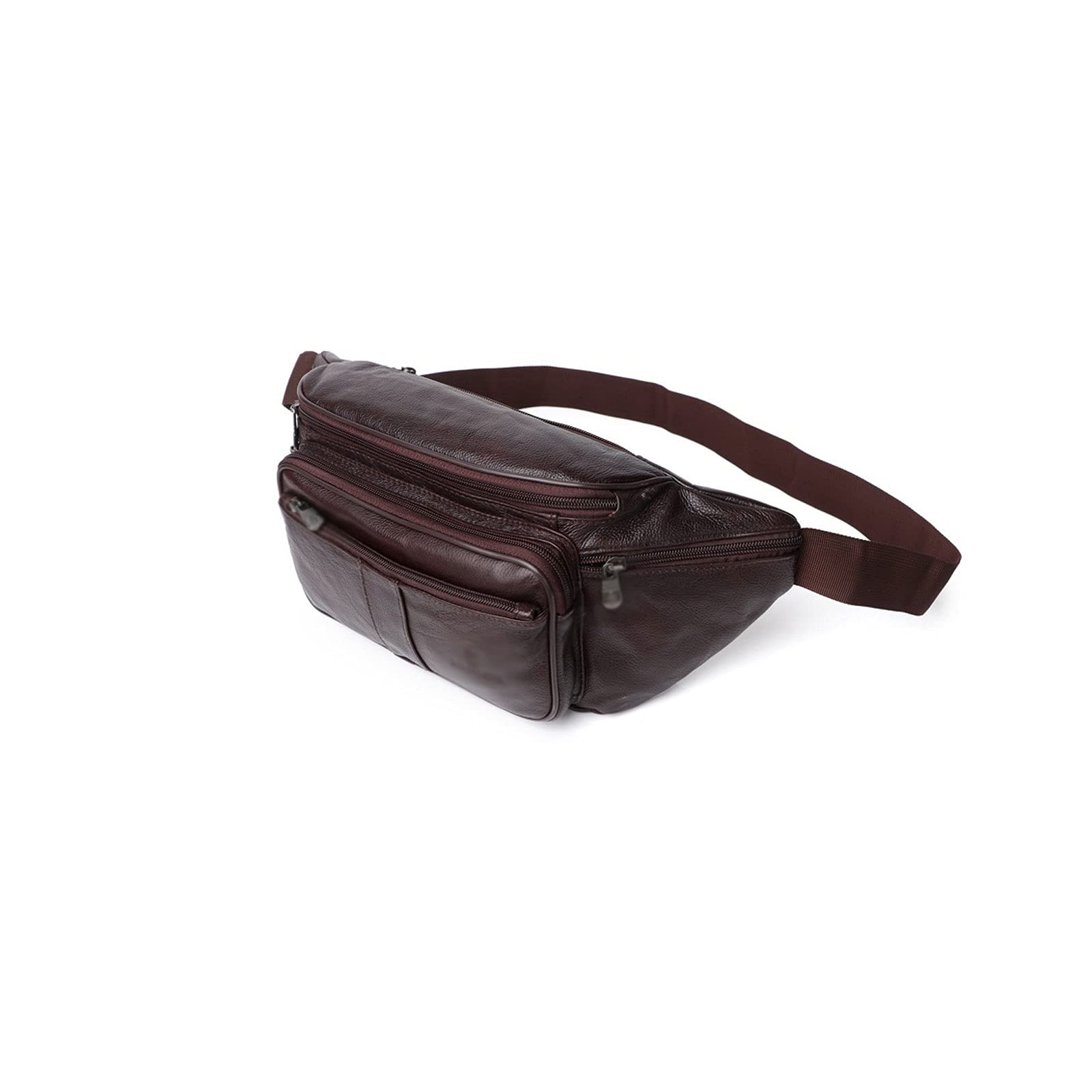 YILILKYILILK Fashion Waist Packs, Cow Genuine Leather Waist Pack Belt Waist Pack Waist Bag Funny Pack Belt Bag Men Chain Waist Bag For Phone Pouch Fashion (Color : BROWN)