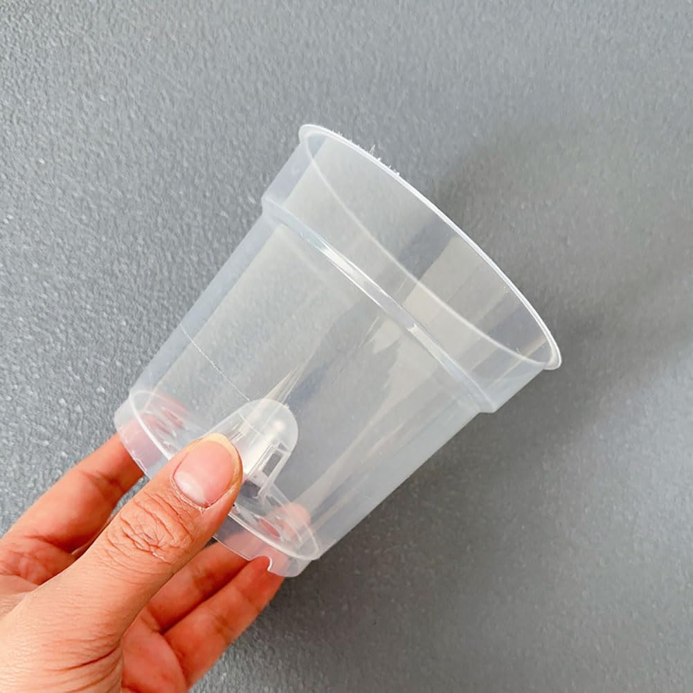 HugeDE 6 Pcs 11.5cm Transparent Plastic Plant Pots Hard Clear Nursery Pots Seed Starter Flower Pots Seedling Planter Pots for Indoor Outdoor Garden - Image 2
