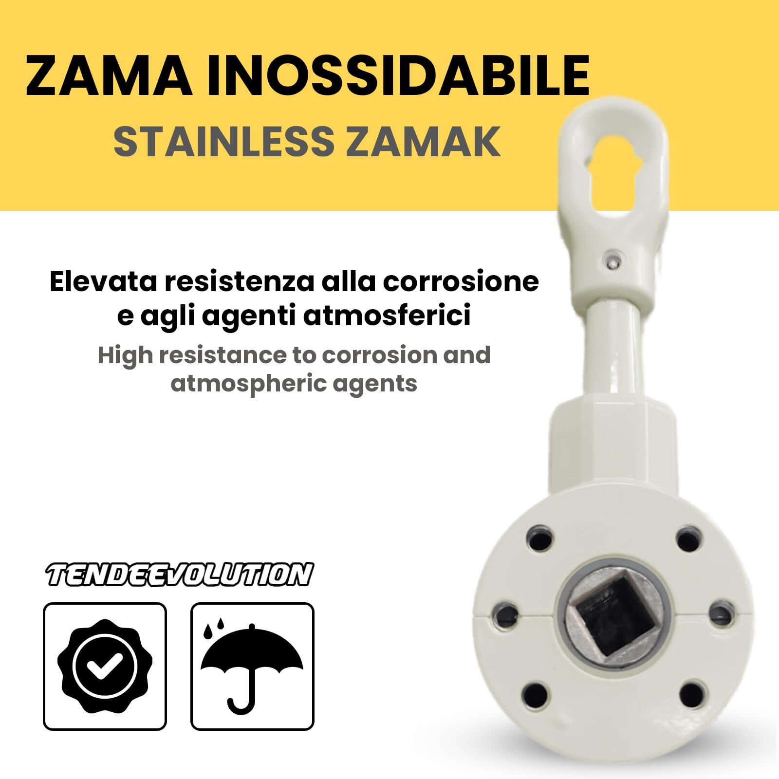 TENDEEVOLUTION Markisengetriebe aus Edelstahl-Zamak mit Übersetzung 3:1 und 13 mm Vierkantöffnung, in Mehreren Farben erhältlich. Robustes Schneckengetriebe Markise mit Blockiersystem (Weiss)