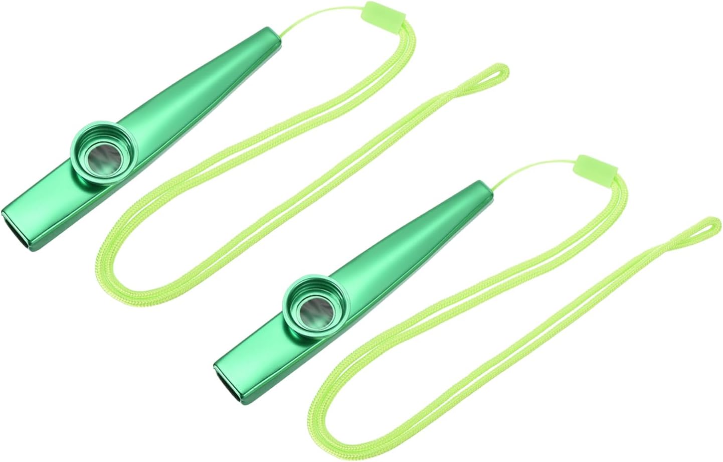 MECCANIXITY Kazoo Musical Instrument Aluminum Alloy Green with Flute Diaphragm Lanyards for Party Guitar Ukulele Violin Piano Keyboard 2 Sets
