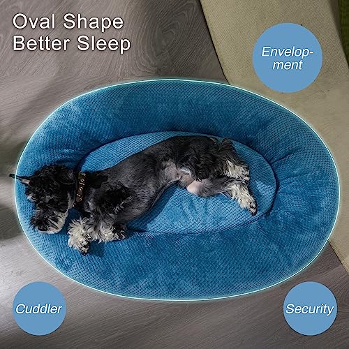Jiupety-Bagel-Dog-Bed-for-Small-Medium-DogsCalming-Washable-Puppy-Cat-Bed-IndoorCozy-Anti-Anxiety-Round-Dount-Pets-Beds-Blue-L