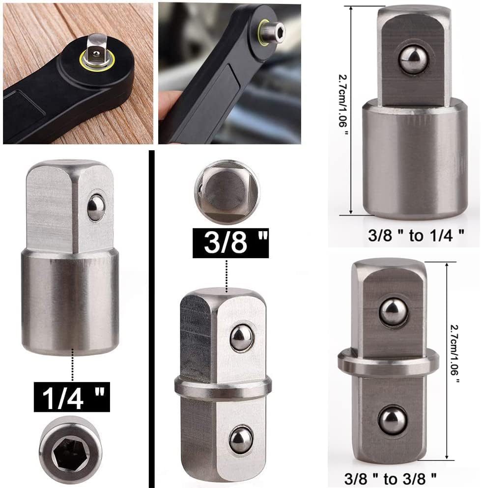 Practisol Universal Extension Wrench, Pro 3/8'' Wrench Extender Adaptor Extension Bar Handle, Works With Socket Ratchet Wrench Impact Driver, for Hard-to-reach Areas, Home Car Repair Tool (Black)