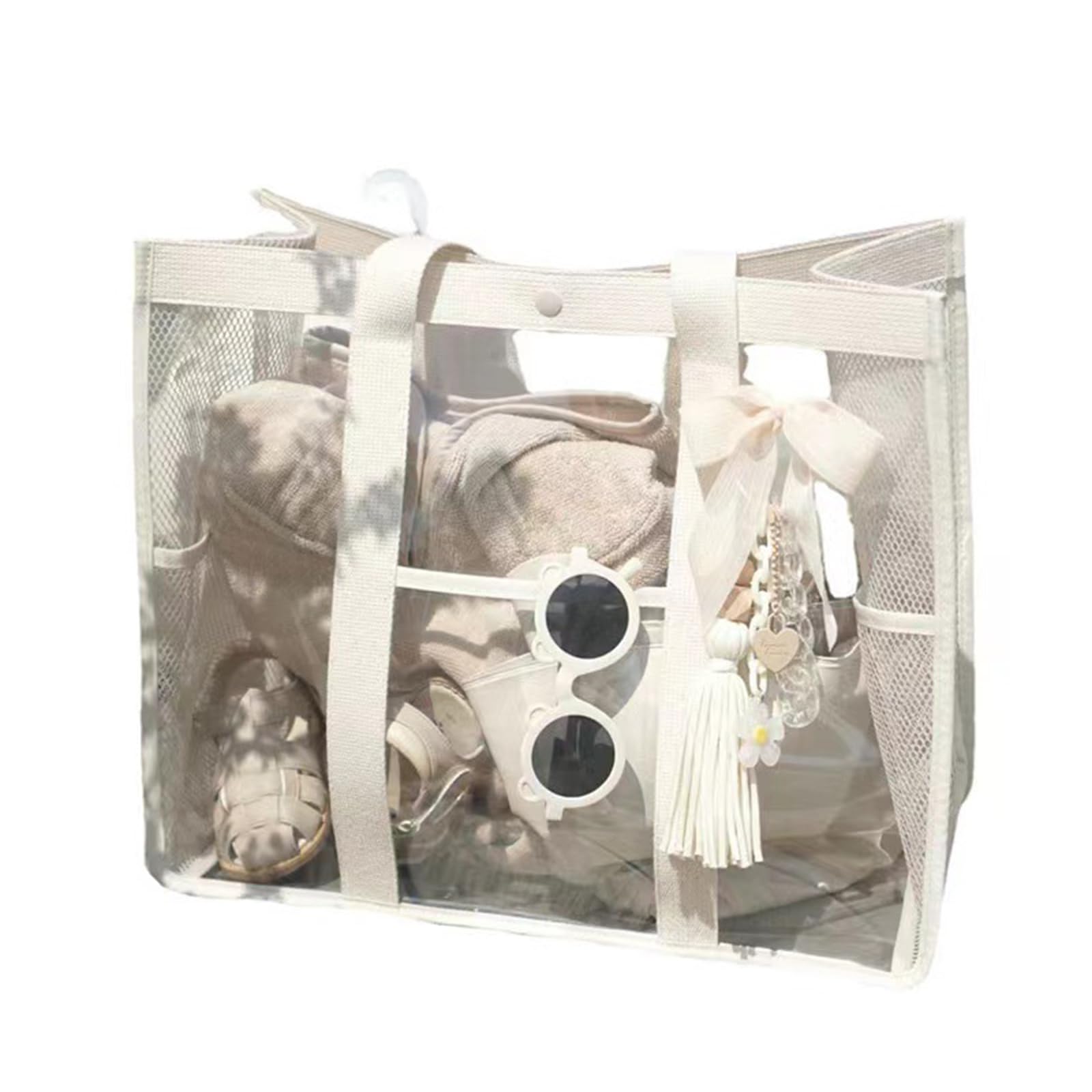 PLCPDM Bolsas transparentes grandes para mujer, impermeables, transparentes, de PVC, para gimnasio, piscina, estadio, trabajo, Deducción