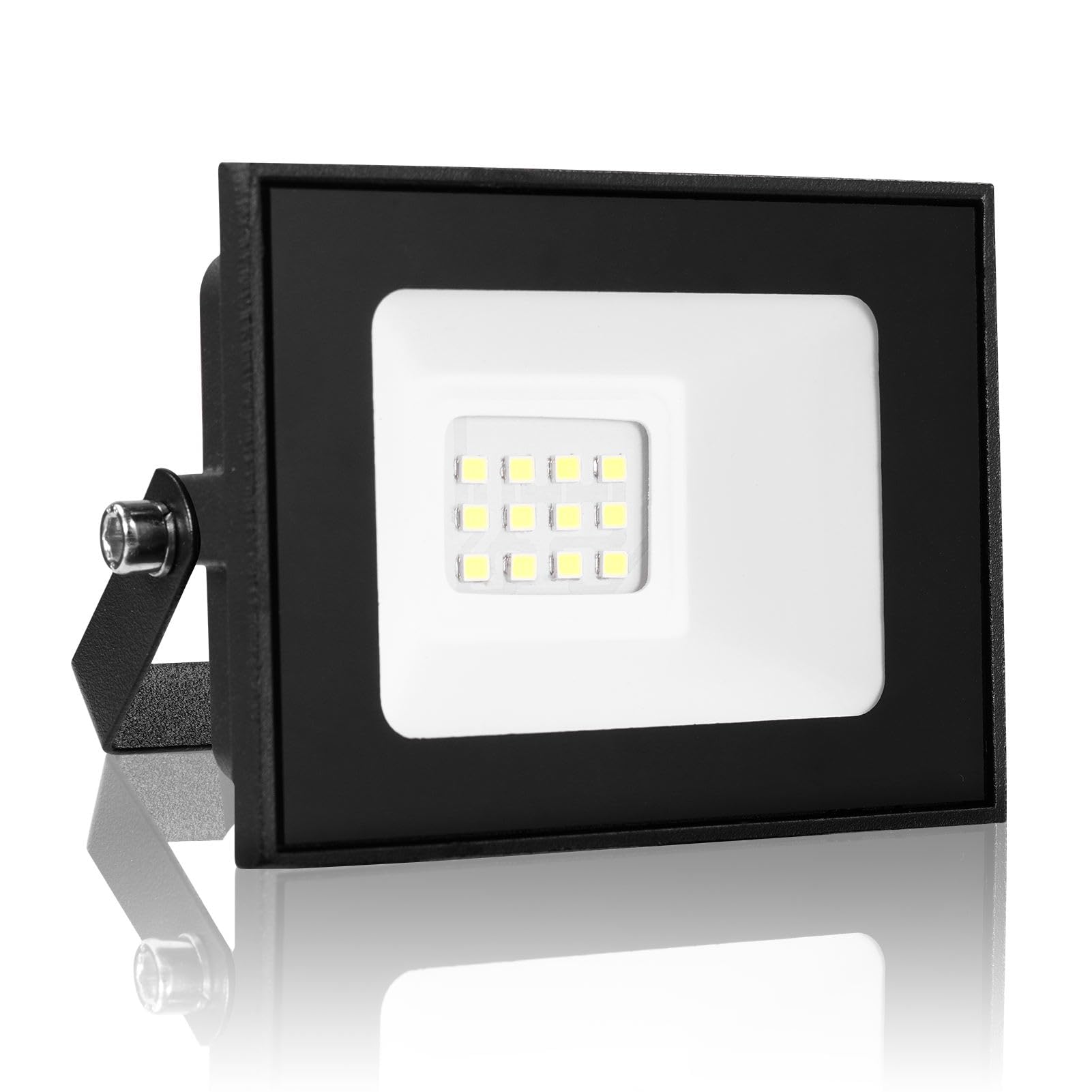 Bellanny 10W LED Flood Light Outdoor 1000LM Super Bright Outdoor Security Lights with Wide Lighting Angel, 6500K Daylight White IP66 Waterproof Safety Light for Playground Yard Stadium Lawn Patio — image 1