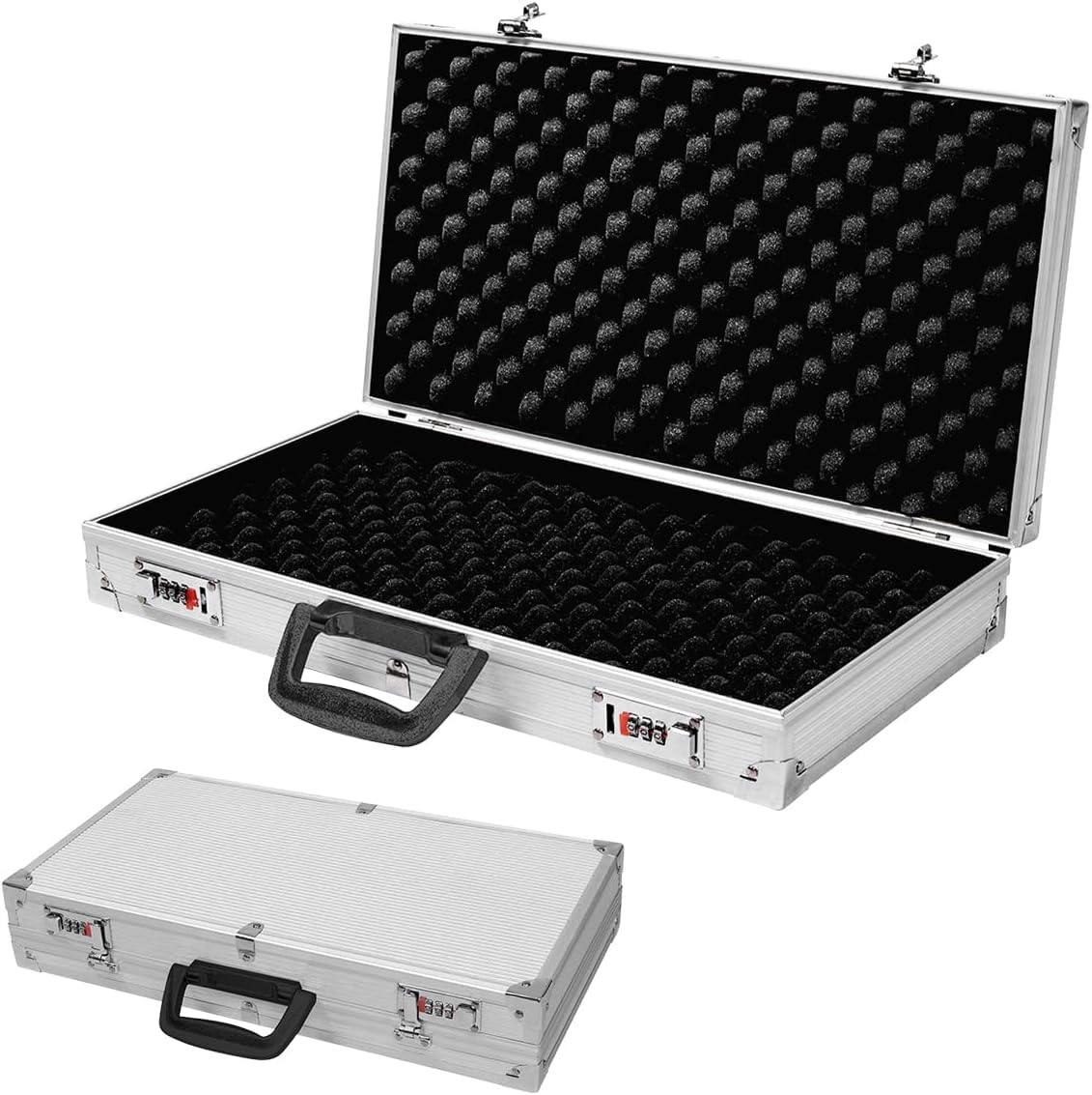 SOARS Mallette pour Arme, Malette Outils 47 X 25 X 8,3 CM en Aluminium, Verrouillable avec Serrure à Combinaison, Mousse Amovible, Poignée Ergonomique, Valise pour Pistolet Airsoft, Accessoires