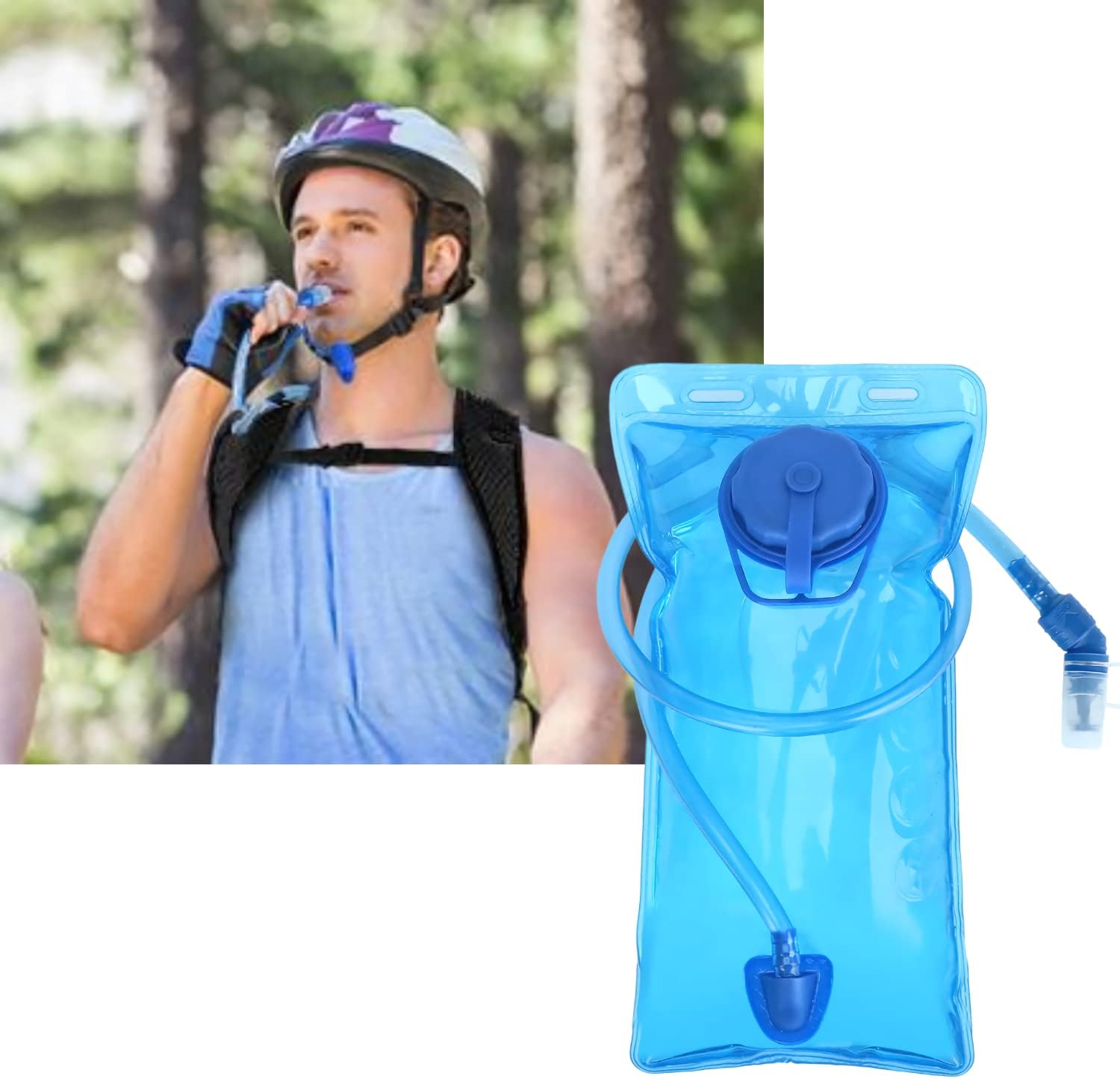 CKE Hydration Bladder 2L Leak Proof 2 Liter Water Reservoir,BPA Free Water Bladder with Insulated Tube, Hydration Backpack Replacement with Wide Opening Water Bag for Running Hiking Biking Climbing