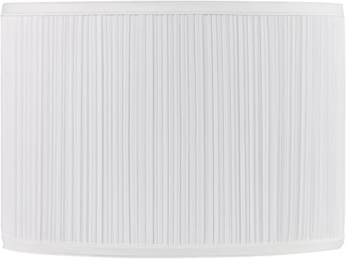 Aspen Creative 31501, pantalla de araña contemporánea con tambor plisado de hongos, color blanco, parte superior de 14 pulgadas x 14 pulgadas