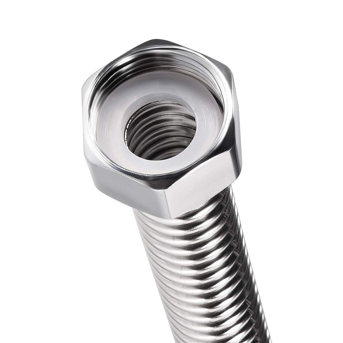 sourcing map Línea de Agua Flexible de Acero Inoxidable Corrugado de 11,8 Pulgadas de Largo< de Conector Hembra G3/4 Roscado con Arandela, 2uds