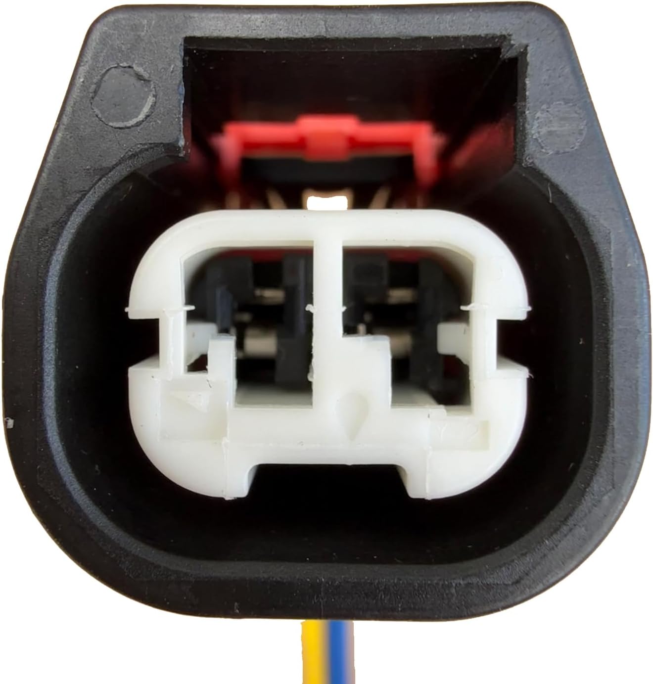 Front view of the connector showing terminal slots