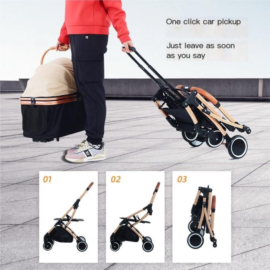 Pet Strollers Small and Medium-Sized Pet Stroller Outing Dog Cart Bag Separated Dog Folding Aluminum Alloy Cat Stroller Pet Stroller Medium(Black)
