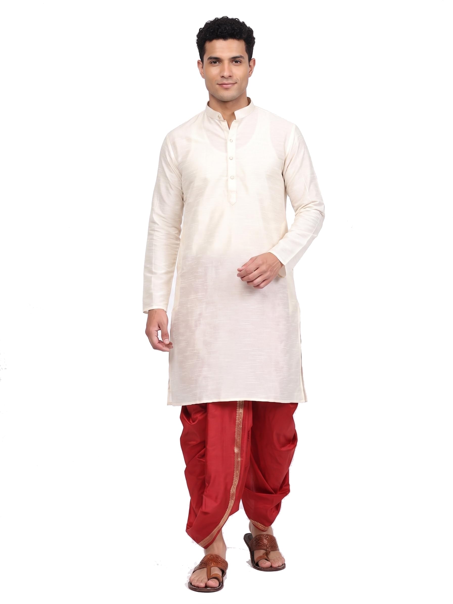 Men's Dhoti Kurta Set for Men | Ready to Wear Dhoti Kurta | Ethnic Wear for Men | South Indian Traditional Dress | Art Silk Kurta Set for Wedding & Festival-image-20